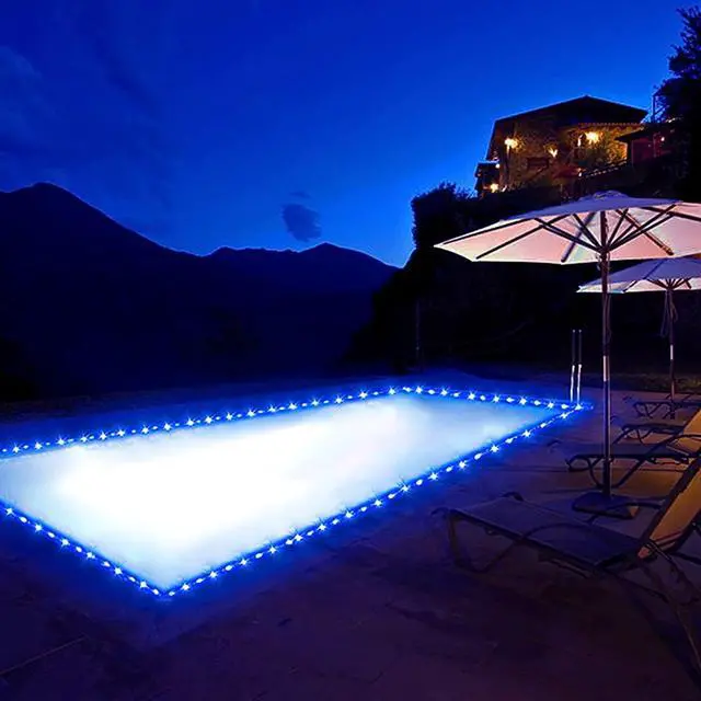 Alt view image 7 of 7 - 200 LED Pool Accessories Solar Rope Lights Outdoor, 72ft IP 65 Outdoor Waterproof Solar Pool Lights with 8 Modes, Blue Solar Christmas Lights for Trampoline Fence Yard Walkway Christmas
