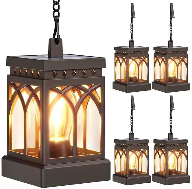 Main image of 4 Pack Solar Lanterns Outdoor Waterproof, Brighter Hanging Solar Lantern Lights for Outside, Auto ON/Off Lanterns Decorative Outdoor for Garden Table Yard Path Tree Patio Lawn Decor, Gifts