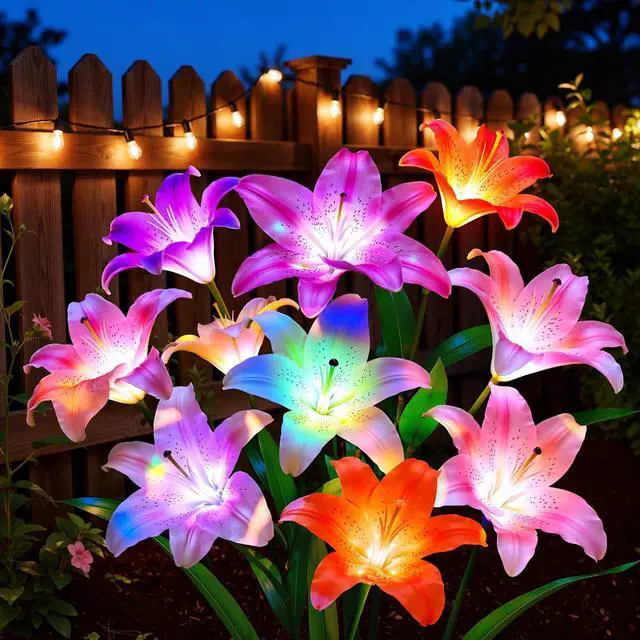 Main image of Solar Garden Lights, 4 Pack Solar Flower Lights with 6 Head Bigger Lily Lights, IP65 Waterproof Solar Lights Outdoor, Decorative Lights for Garden, Patio, Yard, Flower Bed