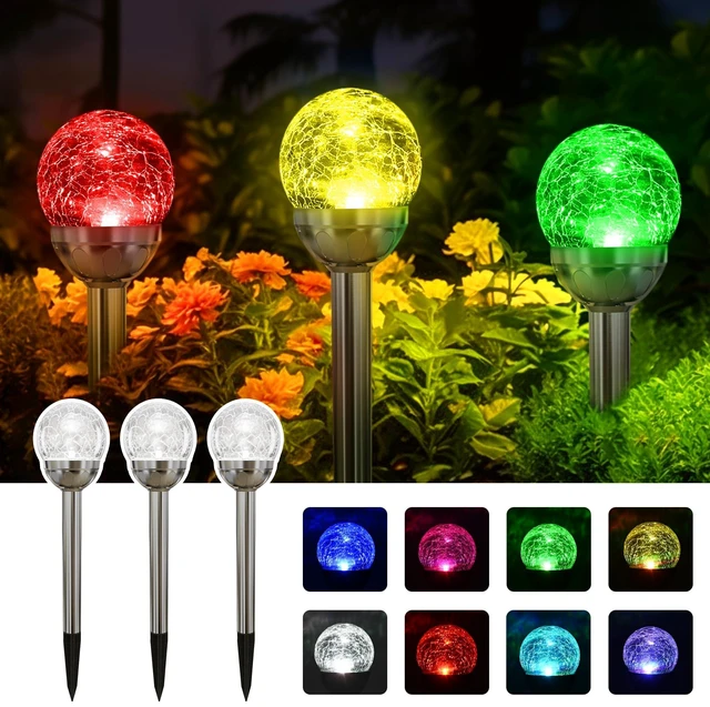 Main image of SOLPEX Solar Garden Lights Outdoor, 3 Pack Color Changing Solar Lights | Cracked Glass Ball Solar Lights Outdoor Decorative, Waterproof Outdoor Decor for Garden,Yard, Pathway, Patio