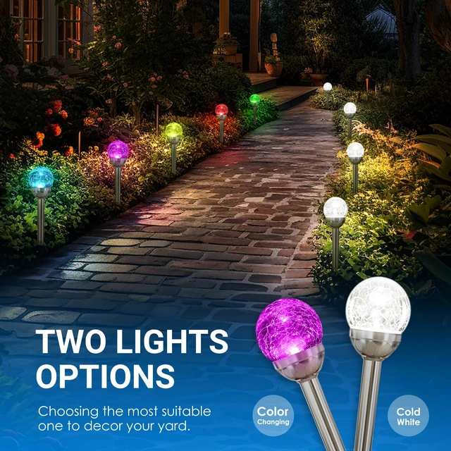 Alt view image 4 of 7 - SOLPEX Solar Garden Lights Outdoor, 3 Pack Color Changing Solar Lights | Cracked Glass Ball Solar Lights Outdoor Decorative, Waterproof Outdoor Decor for Garden,Yard, Pathway, Patio