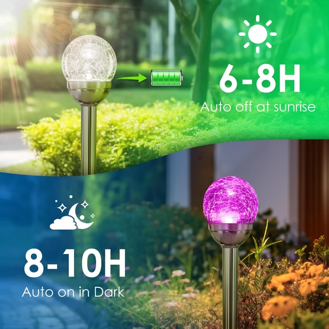Alt view image 5 of 7 - SOLPEX Solar Garden Lights Outdoor, 3 Pack Color Changing Solar Lights | Cracked Glass Ball Solar Lights Outdoor Decorative, Waterproof Outdoor Decor for Garden,Yard, Pathway, Patio