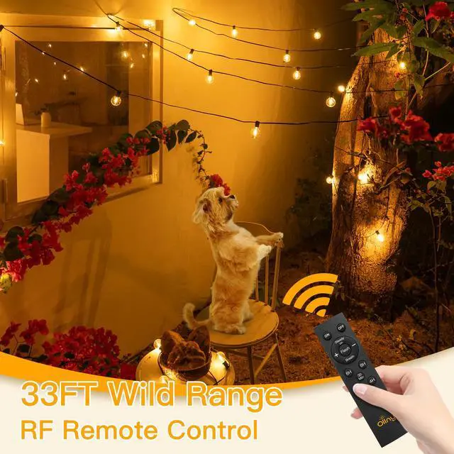 Alt view image 7 of 7 - 35FT Solar Patio Lights, Waterproof Remote Control Dimmable Timers 3Modes Outdoor Light with 15 LED + 1 Spare Shatterproof Bulb, G40 String Lights for Outside Camping Backyard Tree Bistro
