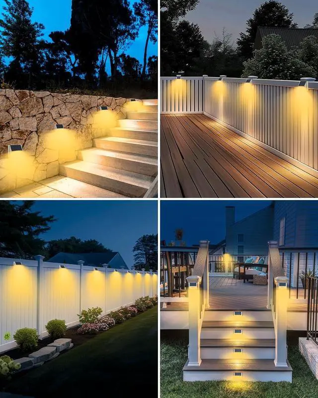 Alt view image 6 of 6 - 2Pack White Solar Lights Outdoor Motion Sensor, 3000K Warm Light/3 Lighting Modes, IP65 Waterproof Solar Powered Wall Lights Outside for Garden Fence Backyard Deck Driveway