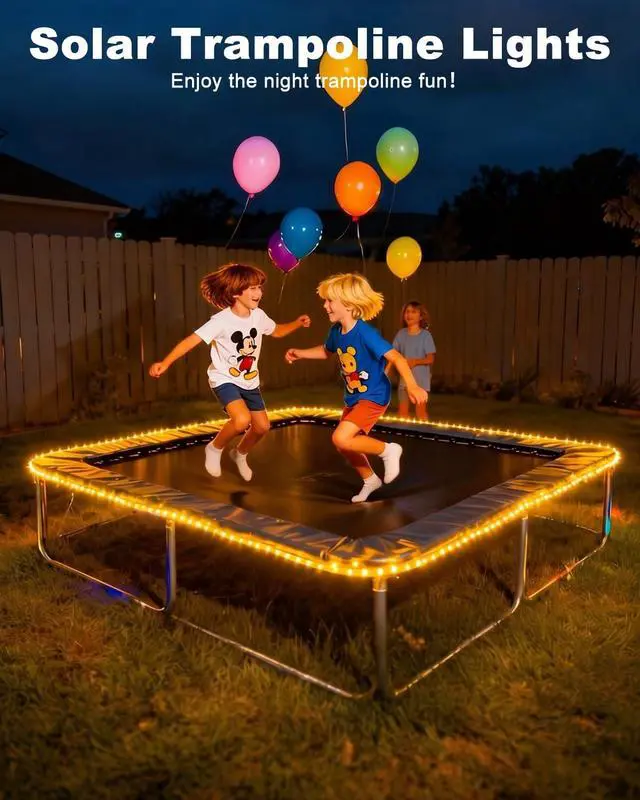 Alt view image 7 of 7 - Solar Rope Lights, 120LED 46FT Solar String Lights Outdoor Waterproof, 8 Lighting Modes Solar Powered Strip Trampoline Light for Outside Garden Tree Christmas Yard Patio Decor, Warm White