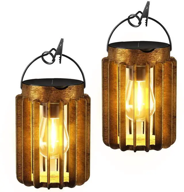 Main image of Solar Lanterns Outdoor Waterproof, Brighter Up to 12 Hrs Outdoor Hanging Solar Lights, Outside Hanging Lanterns for Garden Porch Patio Yard Decor, Gifts for Women Mom Father 2 Pack