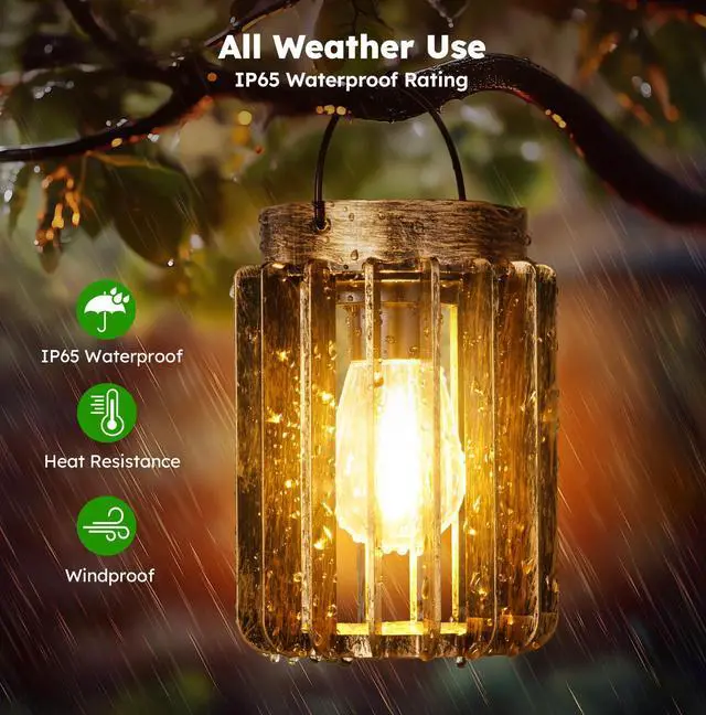 Alt view image 4 of 7 - Solar Lanterns Outdoor Waterproof, Brighter Up to 12 Hrs Outdoor Hanging Solar Lights, Outside Hanging Lanterns for Garden Porch Patio Yard Decor, Gifts for Women Mom Father 2 Pack