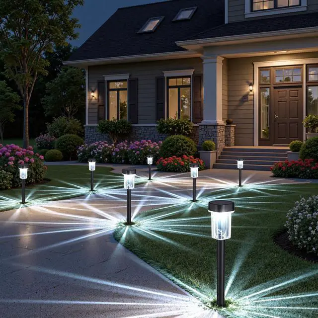 Main image of Outdoor Solar Lights for Yard 8 Pack, Solar Pathway Lights Waterproof 6000K Cold White LED Landscape Lighting for Garden Outside Landscape Lawn Driveway Walkway Path Patio