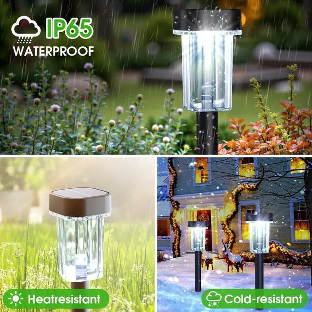 Alt view image 6 of 7 - Outdoor Solar Lights for Yard 8 Pack, Solar Pathway Lights Waterproof 6000K Cold White LED Landscape Lighting for Garden Outside Landscape Lawn Driveway Walkway Path Patio