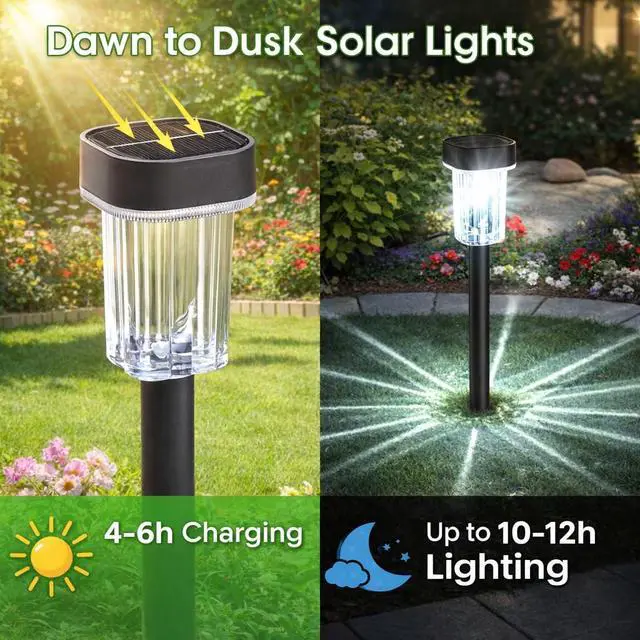 Alt view image 5 of 7 - Outdoor Solar Lights for Yard 8 Pack, Solar Pathway Lights Waterproof 6000K Cold White LED Landscape Lighting for Garden Outside Landscape Lawn Driveway Walkway Path Patio