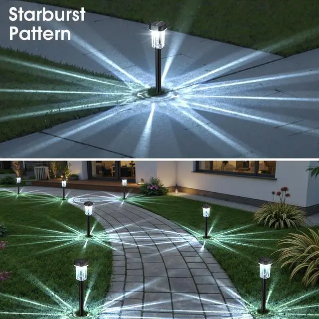 Alt view image 7 of 7 - Outdoor Solar Lights for Yard 8 Pack, Solar Pathway Lights Waterproof 6000K Cold White LED Landscape Lighting for Garden Outside Landscape Lawn Driveway Walkway Path Patio