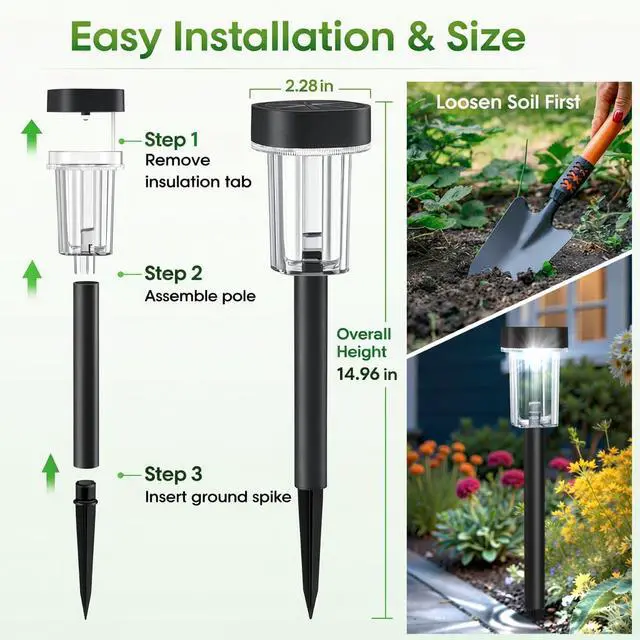 Alt view image 4 of 7 - Outdoor Solar Lights for Yard 8 Pack, Solar Pathway Lights Waterproof 6000K Cold White LED Landscape Lighting for Garden Outside Landscape Lawn Driveway Walkway Path Patio
