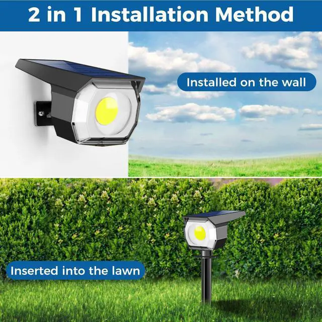 Alt view image 4 of 6 - 1 Pack Solar Spot Lights Outdoor Waterproof, Landscape Spotlights | Cool White, Solar Powered, Auto On/Off, Lighting for Outside Pathway Yard Lawn Flag Garden Walkway Pathway