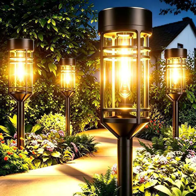 Main image of Solar Garden Lights, 2 Pack LED Solar Lights IP65 Outdoor Waterproof, Rugged & Shatterproof for Landscape Lighting Garden Lighting Yard Pathway Walkway Driveway Lawn, 3000K Warm White