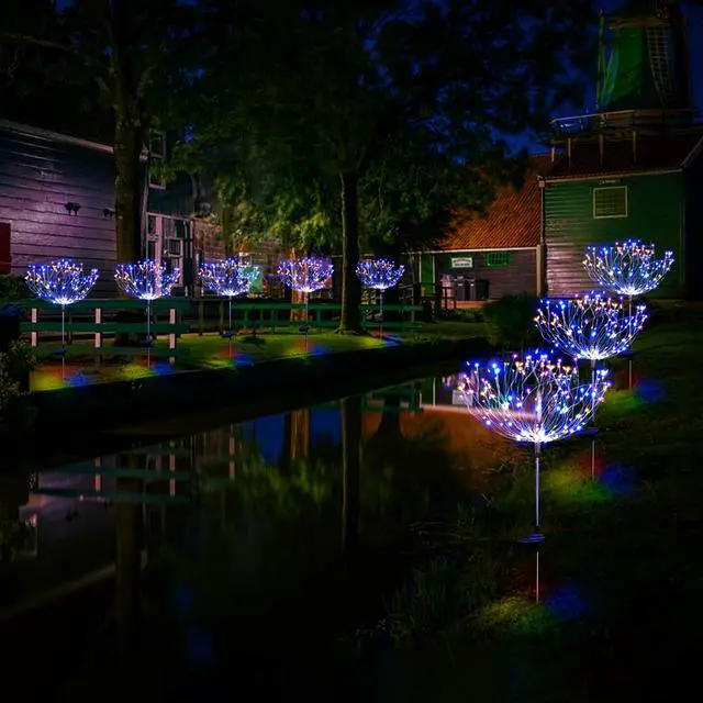 Alt view image 7 of 7 - Garden Lights for Outdoor Decor, Waterproof 2 Pack Solar Powered Firework Stake 120 LED Sparklers String Lights for Yard Pathway 4th of July Decorations(Colorful)