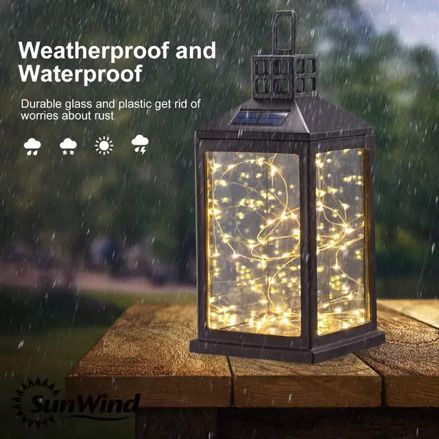 Alt view image 2 of 7 - Solar Lantern Lights Outdoor Waterproof Solar Table Lamp Hanging Lighting with 40 Warm White LEDs for Garden Patio Landscape Decoration