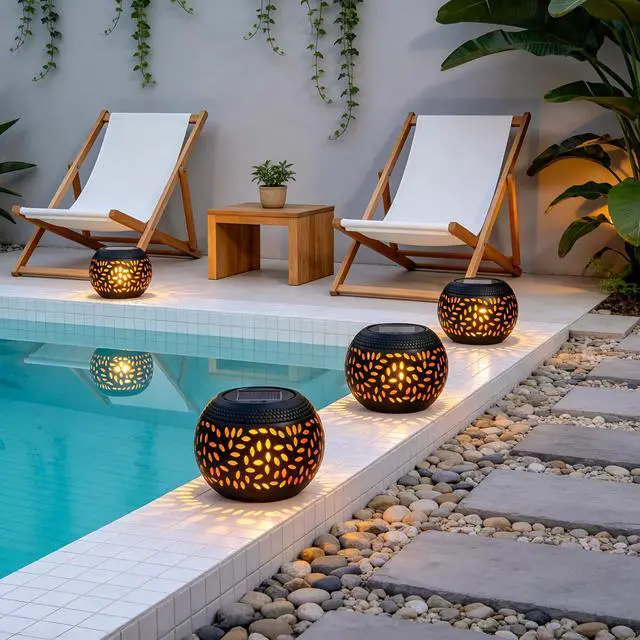 Alt view image 6 of 6 - Solar Lanterns Outdoor Waterproof, Gifts for Women Mom Grandma, Outdoor Solar Lanterns for Porch Table Outside Patio Garden Camping Yard Wedding, Black