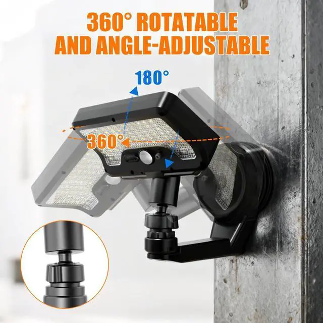 Alt view image 6 of 7 - Solar Motion Sensor Light, 2-in-1 Magnetic & Adhesive Mount, 600LM Bright, 3 Modes, IP65 Waterproof, 1500mAh, Adjustable Angle, Easy No-Drill Installation for Outdoor/Indoor (Fence, Wall, Glass)