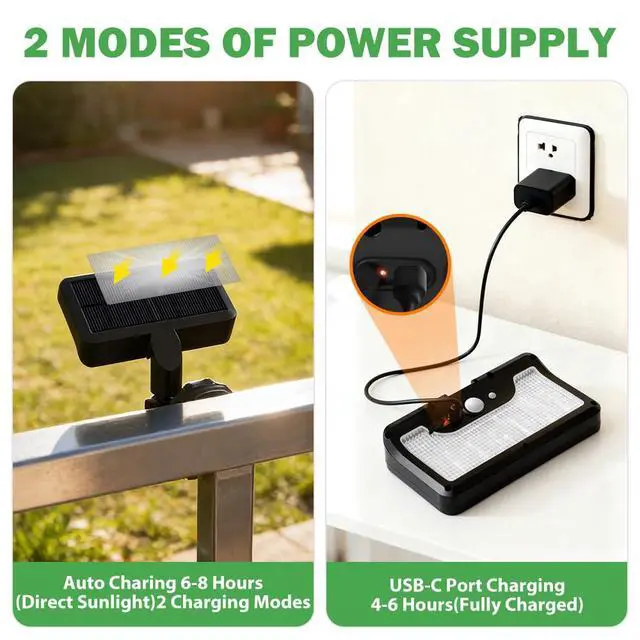 Alt view image 5 of 7 - Solar Motion Sensor Light, 2-in-1 Magnetic & Adhesive Mount, 600LM Bright, 3 Modes, IP65 Waterproof, 1500mAh, Adjustable Angle, Easy No-Drill Installation for Outdoor/Indoor (Fence, Wall, Glass)