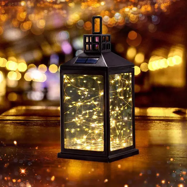 Alt view image 7 of 7 - Solar Lantern Lights Outdoor Waterproof Solar Table Lamp Hanging Lighting with 40 Warm White LEDs for Garden Patio Landscape Decoration