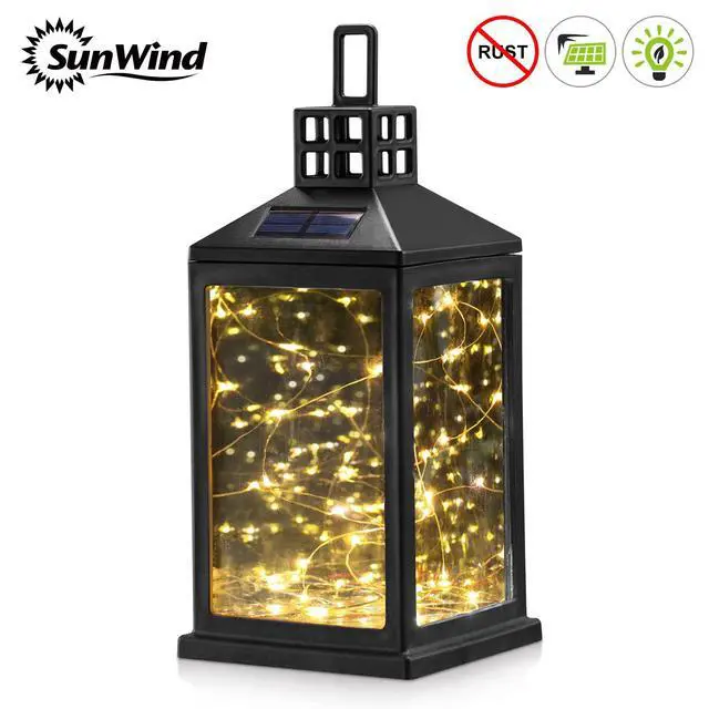 Alt view image 4 of 7 - Solar Lantern Lights Outdoor Waterproof Solar Table Lamp Hanging Lighting with 40 Warm White LEDs for Garden Patio Landscape Decoration