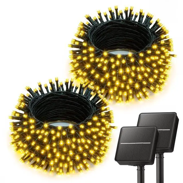 Main image of 2 Pack Solar String Lights Outdoor Waterproof, 80 FT 200 LED Solar Powered Christmas Lights with 8 Modes, Auto On/Off, Patio Lights for Outside Tree Garden Balcony Party Decor (Warm White)