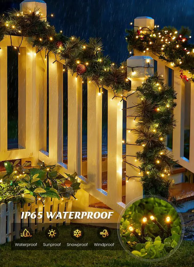 Alt view image 4 of 7 - 2 Pack Solar String Lights Outdoor Waterproof, 80 FT 200 LED Solar Powered Christmas Lights with 8 Modes, Auto On/Off, Patio Lights for Outside Tree Garden Balcony Party Decor (Warm White)