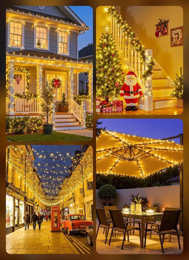 Alt view image 7 of 7 - 2 Pack Solar String Lights Outdoor Waterproof, 80 FT 200 LED Solar Powered Christmas Lights with 8 Modes, Auto On/Off, Patio Lights for Outside Tree Garden Balcony Party Decor (Warm White)