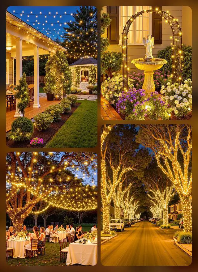 Alt view image 6 of 7 - 2 Pack Solar String Lights Outdoor Waterproof, 80 FT 200 LED Solar Powered Christmas Lights with 8 Modes, Auto On/Off, Patio Lights for Outside Tree Garden Balcony Party Decor (Warm White)