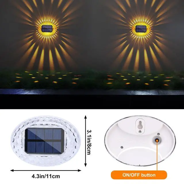 Alt view image 6 of 7 - Solar Fence Lights Outdoor, IP65 Waterproof Solar Light for Outside, 12 Pack Deck Light for Backyard, Railing, Patio, Deck Fence, Stair Railings and Wall (Warm Yellow)
