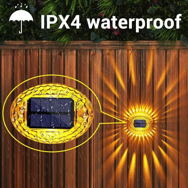Alt view image 3 of 7 - Solar Fence Lights Outdoor, IP65 Waterproof Solar Light for Outside, 12 Pack Deck Light for Backyard, Railing, Patio, Deck Fence, Stair Railings and Wall (Warm Yellow)