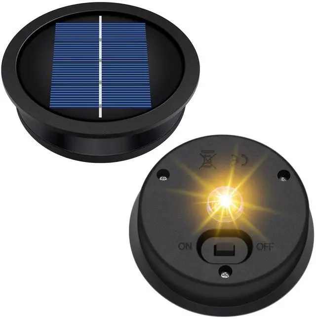 Main image of 2 Pack Solar Light Replacement Top, Replacement Solar Light Parts for Lantern (Top 3.23 Inch, Bottom 2.83 Inch), Waterproof LED Replacement for Outdoor Garden, Pathway, Yard Lights & Decor