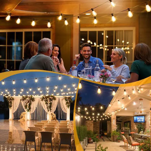 Alt view image 5 of 5 - 25FT Solar String Lights with Remote, 3 Lighting Mode Outdoor Waterproof Dimmable Patio Lights String with 10+1 Shatterproof S11 LED Bulbs for Backyard-Black