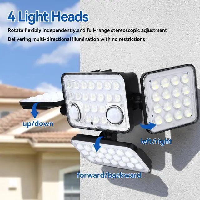 Alt view image 2 of 7 - Solar Lights Motion Sensor Outdoor,5000mAh 292 LEDs 3600LM Bright 8500K Oversized Solar Security Flood Lights Outside Waterproof IP65,Remote Control,Dusk to Dawn 3 Modes for Backyard,Garage