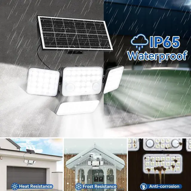 Alt view image 6 of 7 - Solar Lights Motion Sensor Outdoor,5000mAh 292 LEDs 3600LM Bright 8500K Oversized Solar Security Flood Lights Outside Waterproof IP65,Remote Control,Dusk to Dawn 3 Modes for Backyard,Garage