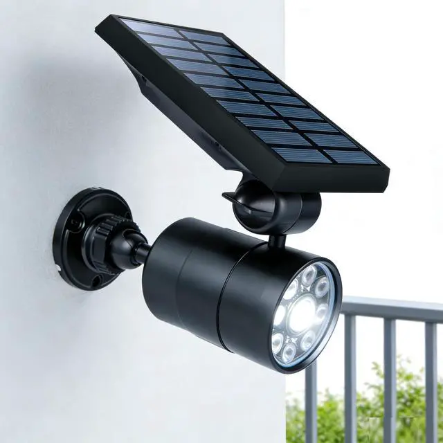 Alt view image 7 of 7 - Solar Motion Lights for Outside Aluminum case(Not plastic), Outdoor Solar Flood Security Spot lights 1400LM 9W LED(130W Equ.) Garden Step Deck Patio Post Porch, 100-Week FREE Refund/Replacement(Black)