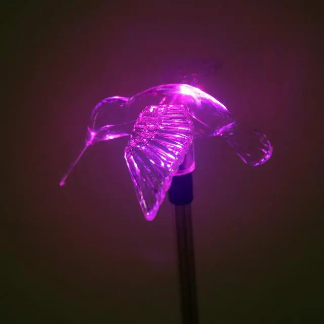 Alt view image 6 of 7 - Outdoor Solar Garden Stake Light - Color Changing Decorative LED Stake Lamp In-ground Landscaping Lighting for Garden Patio Yard Lawn Pathway Flower Bed Decor Decorations Figurine Hummingbird