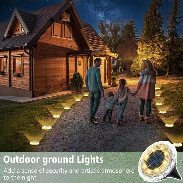 Alt view image 6 of 7 - 6 Pack Solar Ground Lights, Upgraded Solar Garden Lights Auto ON/Off Landscape Lighting Outdoor In-Ground Lights Waterproof Long Lasting for Pathway Walkway Patio (Warm White)