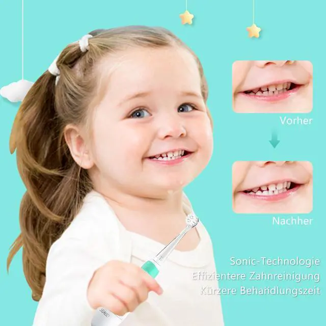 Alt view image 6 of 7 - Baby Toothbrush Age 0-2-3 Years Old Electric Toddler Kids Battery Powered Sonic Tooth Brush with Timer LED Light and 4 Soft Brush Heads for 6 Months and Up SG513 (Baby Green)