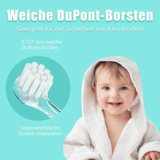 Alt view image 3 of 7 - Baby Toothbrush Age 0-2-3 Years Old Electric Toddler Kids Battery Powered Sonic Tooth Brush with Timer LED Light and 4 Soft Brush Heads for 6 Months and Up SG513 (Baby Green)