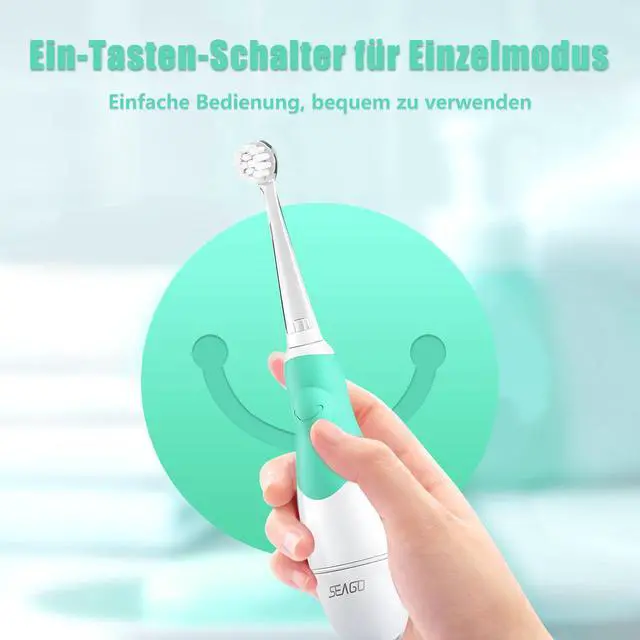 Alt view image 7 of 7 - Baby Toothbrush Age 0-2-3 Years Old Electric Toddler Kids Battery Powered Sonic Tooth Brush with Timer LED Light and 4 Soft Brush Heads for 6 Months and Up SG513 (Baby Green)