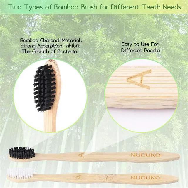 Alt view image 3 of 7 - Bamboo Toothbrushes Biodegradable Toothbrush 10 Pack - Eco-Friendly, Natural Wooden Tooth Brush, BPA Free Travel Size Organic Soft Bristle Toothbrush, Soft Toothbrushes for Adults