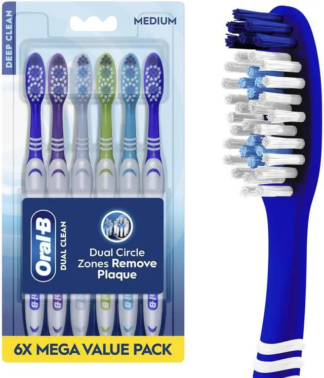 Main image of Toothbrush Dual Clean, Medium, 6 Count