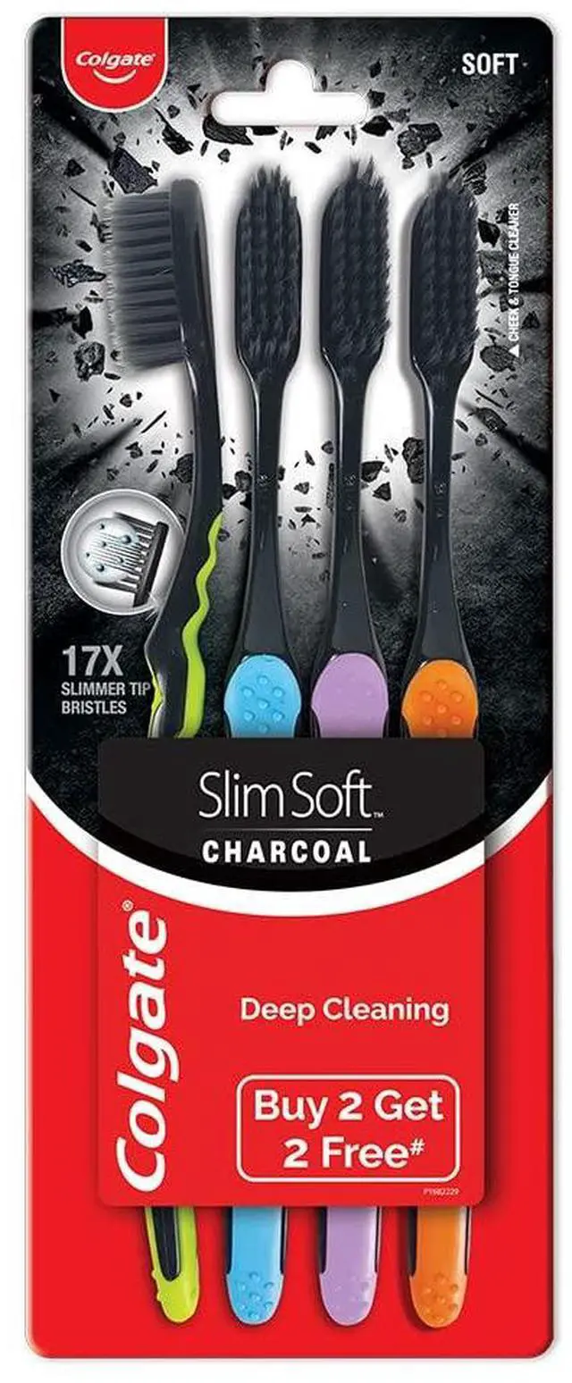 Main image of Slim Soft Charcoal Toothbrush (Buy 2 Get 2 Free) - 4 Pcs