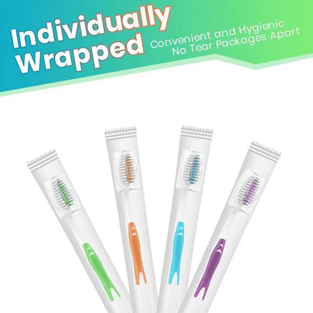Alt view image 3 of 7 - 30 Pack Bulk Toothbrushes with Covers, Individually Wrapped Tooth Brush Pack for Adults & Kids, Disposable Toothbrush Medium Soft for Travel, Donations, Hotels
