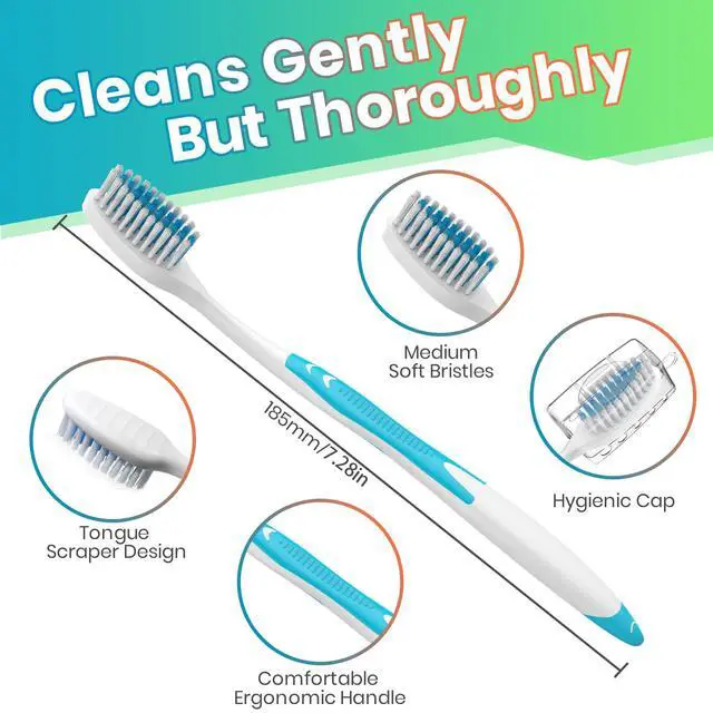 Alt view image 4 of 7 - 30 Pack Bulk Toothbrushes with Covers, Individually Wrapped Tooth Brush Pack for Adults & Kids, Disposable Toothbrush Medium Soft for Travel, Donations, Hotels