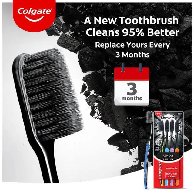 Alt view image 5 of 7 - Slim Soft Charcoal Toothbrush (Buy 2 Get 2 Free) - 4 Pcs
