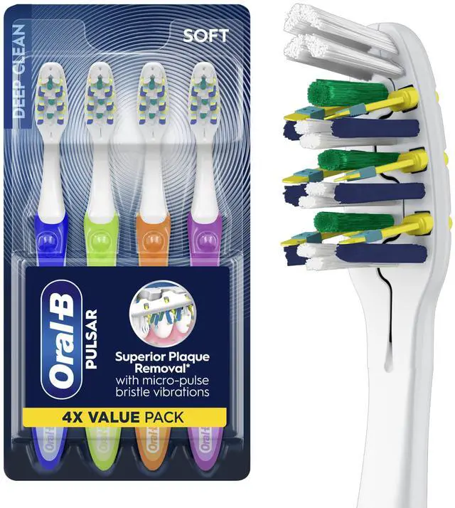 Main image of Toothbrush, Vibrating Plaque Remover Pulsar, Vibrating Battery Toothbrush, Soft, 4 Count