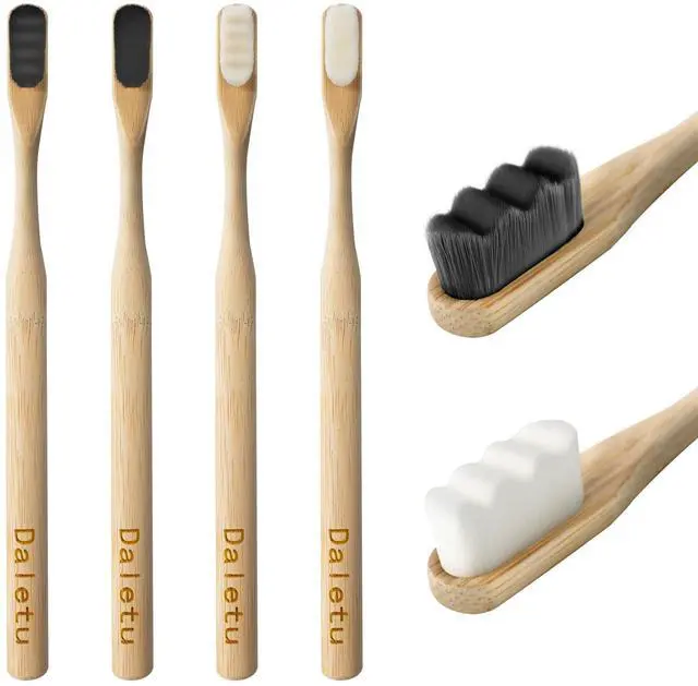 Main image of Extra Soft Bamboo Toothbrushes for Sensitive Gums, 20000 Extra Soft Bristle Toothbrushes for Adults, Eco-Friendly, Natural Wooden Organic Micro Nano Bamboo Bristle Toothbrush - 4 Pack