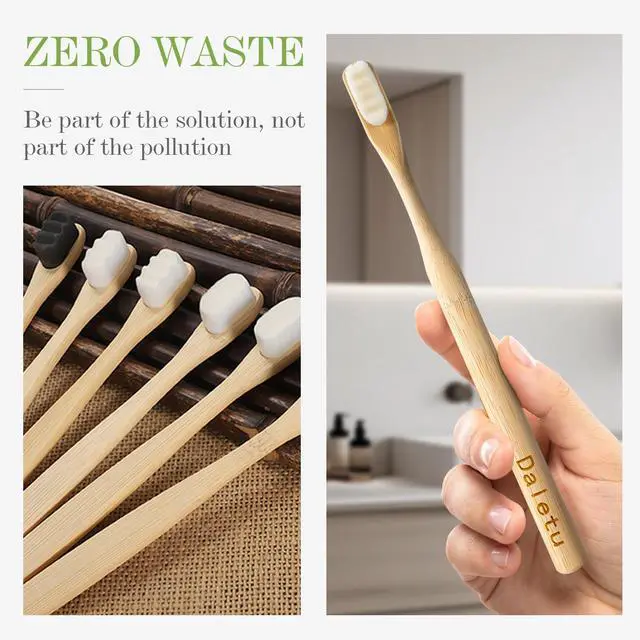 Alt view image 4 of 5 - Extra Soft Bamboo Toothbrushes for Sensitive Gums, 20000 Extra Soft Bristle Toothbrushes for Adults, Eco-Friendly, Natural Wooden Organic Micro Nano Bamboo Bristle Toothbrush - 4 Pack